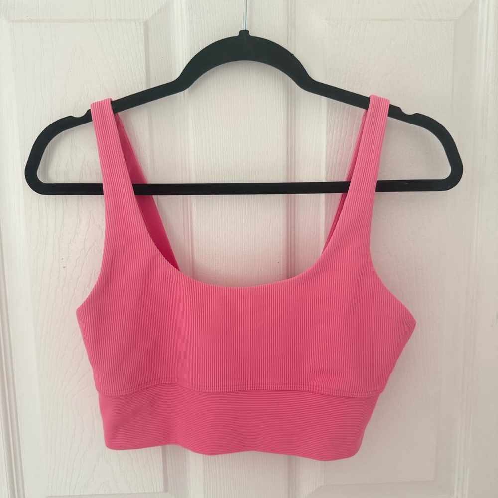 Loveshackfancy x Beach Riot Pink Ribbed Sports Bra Size Large